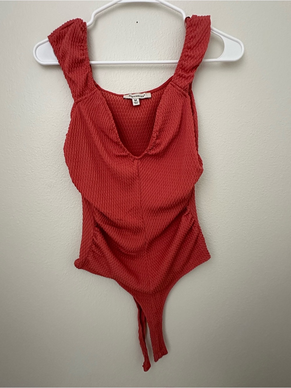 Francesca’s Textured Pink Women’s Tank Bodysuit